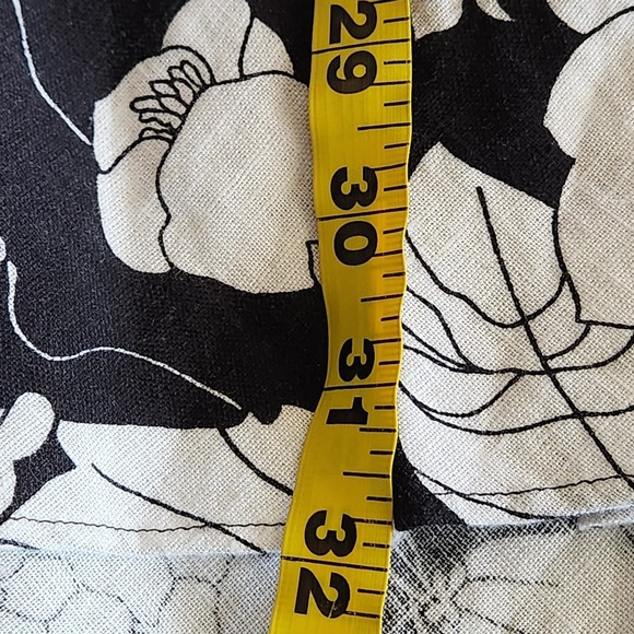 J Crew 100% Linen Slip Skirt Midi Maxi Size XS Floral Black Side Slits Summer - Picture 7 of 10